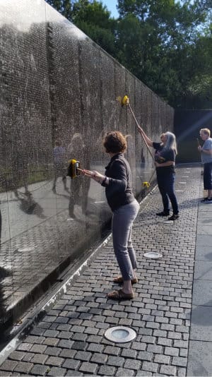 Vietnam War Memorial Wall scrubbing