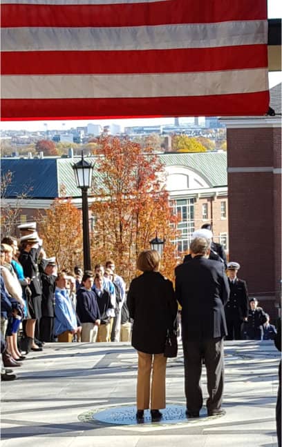 Veteran's Day on the War Memorial Steps at Tufts in 2016.