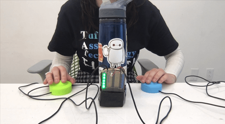 Jessie Goober demonstrating her skating signal setup.